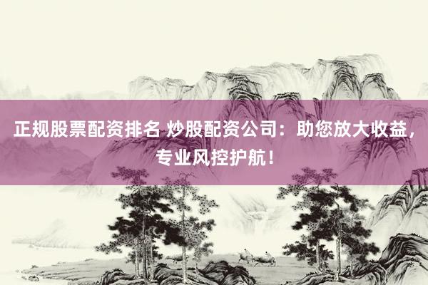 正规股票配资排名 炒股配资公司：助您放大收益，专业风控护航！