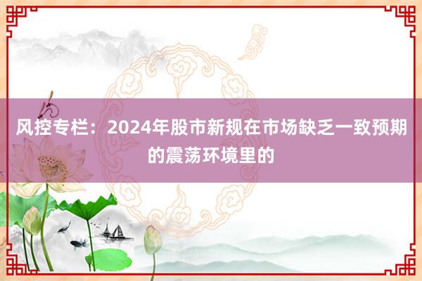 风控专栏：2024年股市新规在市场缺乏一致预期的震荡环境里的